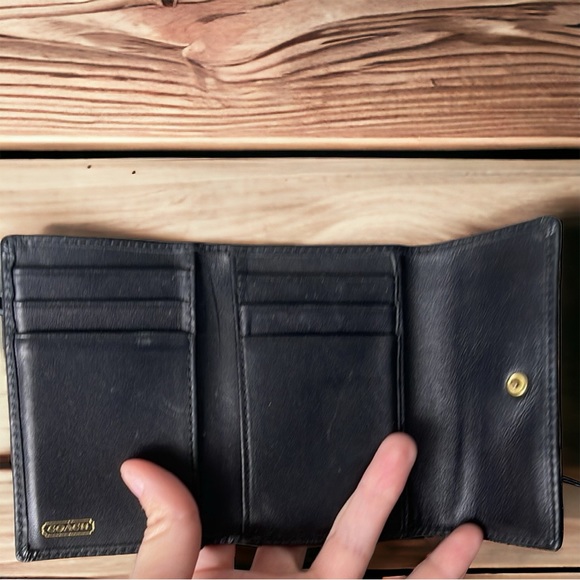 EUC Coach Vintage Monogrammed leather trim bifold wallet - Picture 4 of 6